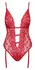 Kissable Body Red S/M - Elegant Lace Suspender Bodysuit, Gold Details