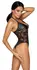 Cottelli Lingerie S Bodysuit with Lace Sides Matte Finish Black