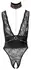Abierta Fina Body Rhinestones S - Lace Design, Removable Chains, Black