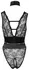 Abierta Fina Body Rhinestones S - Lace Design, Removable Chains, Black