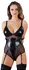 Cottelli BONDAGE Body S with Rings & Zipper Accents, Black Wet Look