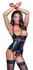 Cottelli BONDAGE Basque Set Black/Red L with Collar & Handcuffs