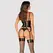 Obsessive Armares Wet Look Suspender Corset Set XL/2XL Black