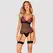 Obsessive Rosenty Lingerie Set XS/S Black Pink Lace Adjustable