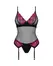 Obsessive Rosenty Lingerie Set XS/S Black Pink Lace Adjustable