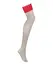 Obsessive Ingridia Lace-Trim Stockings XS/S Red, Semi-Sheer Finish
