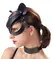 Bad Kitty Cat Mask Black Imitation Leather with Rhinestone Accents