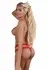 Lucy Crotchless Thong Panty Double Lace Strappy S/M L/XL Black