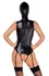 Bad Kitty Vegan Leather Bodysuit & Detachable Mask, Size L, Black