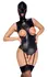 Bad Kitty Vegan Leather Suspender Body & Mask Set, Size S, Black