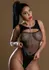 Highwaist Bodysuit With Chain - Mesh & Wetlook, Elegant Black, S/M