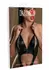 High-Waist Wetlook Bodysuit With Zipper, Adjustable Straps, Black