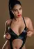 High-Waist Wetlook Bodysuit With Zipper, Adjustable Straps, Black