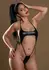 High-Waist Wetlook Halter Bodysuit - Shiny Black, Adjustable Fit