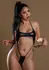 High-Waist Wetlook Halter Bodysuit - Shiny Black, Adjustable Fit