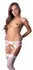 Cottelli Collection Lace Suspender Belt & Stockings White M/L