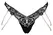 Cottelli Lingerie String S/M with Removable Pearl Chains, Black Lace