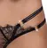 Cottelli LINGERIE Eyelash Lace String M/L with Rhinestone Rings, Black