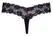 Cottelli Collection Floral Lace String with Decorative Pearls Black S