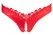 Cottelli Collection Pearls Satin Briefs Red M Embroidered Open Design