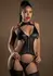 Wetlook Zipper Cami Garter Set Black - Adjustable Lingerie Set