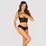 Obsessive Chic Amoria Set XS/S Black - Longline Bra & Crotchless Panties