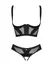 Obsessive Chic Amoria Set XS/S Black - Longline Bra & Crotchless Panties