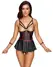 Cottelli BONDAGE Set 85C/XL - Longline Bra & Cuffs Matte Black-Red