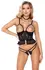 Abierta Fina Longline Set ZIP 85B/L - Lace Lingerie, Silver Zip, Black