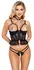 Abierta Fina Longline Set ZIP 85B/L - Lace Lingerie, Silver Zip, Black