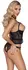 Abierta Fina Longline Set ZIP 85B/L - Lace Lingerie, Silver Zip, Black