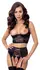 Abierta Fina Shelf Bra Set 85C/XL Black Satin & Rose-Gold Accents
