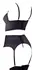 Abierta Fina Shelf Bra Set 85C/XL Black Satin & Rose-Gold Accents