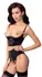 Abierta Fina Shelf Bra Set 85B/L Black Satin Rose-Gold Accents