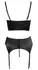 Abierta Fina Shelf Bra Set 85B/L Black Satin Rose-Gold Accents