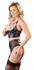 Cottelli Collection Shelf Bra Suspender Set 85C/L, Black & Red Lace, 3-Piece