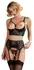 Cottelli Collection Shelf Bra Suspender Set 85C/L, Black & Red Lace, 3-Piece