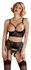 Cottelli Collection Shelf Bra Suspender Set 85C/L, Black & Red Lace, 3-Piece