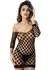 Deluxe Fence Net Minidress Black Long Sleeve Off-Shoulder Design