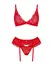 Obsessive Chilisa Set XL/2XL Floral Lace Three-Piece Lingerie Red