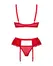 Obsessive Chilisa Set XL/2XL Floral Lace Three-Piece Lingerie Red