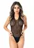 Flow Net Halter Teddy - Elegant Mesh Bodysuit with Neck Tie, Black