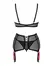 Obsessive Glandez Lingerie Set XS/S - Black & Red, 3-Piece Adjustable