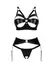 Obsessive Armares Wet Look Lingerie Set XL/2XL - 3-Piece Bra, Garter, Thong