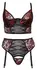 Cottelli Curves Bra Set Black/Red 95D/2XL - Lace & Longline Design