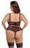 Cottelli CURVES Longline Bra & Suspender Thong Set Black/Red 95C/2XL
