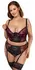 Cottelli Curves Longline Bra & Suspender Set Black/Red 90C XL