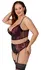 Cottelli Curves Longline Bra & Suspender Set Black/Red 90C XL