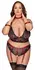 Cottelli Bondage Plus Lace Set XL - Longline Bra & Accessories, Black/Red