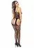 Floral Suspender Bodystocking - Elegant Paisley Mesh, Black, One Size